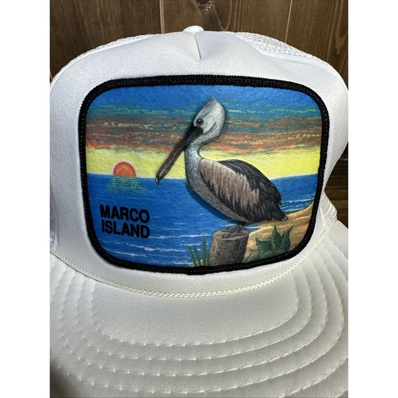 Vintage NWOT Marco Island Hat With Patches - Never Worn Pelican Beach Style - Picture 2 of 15